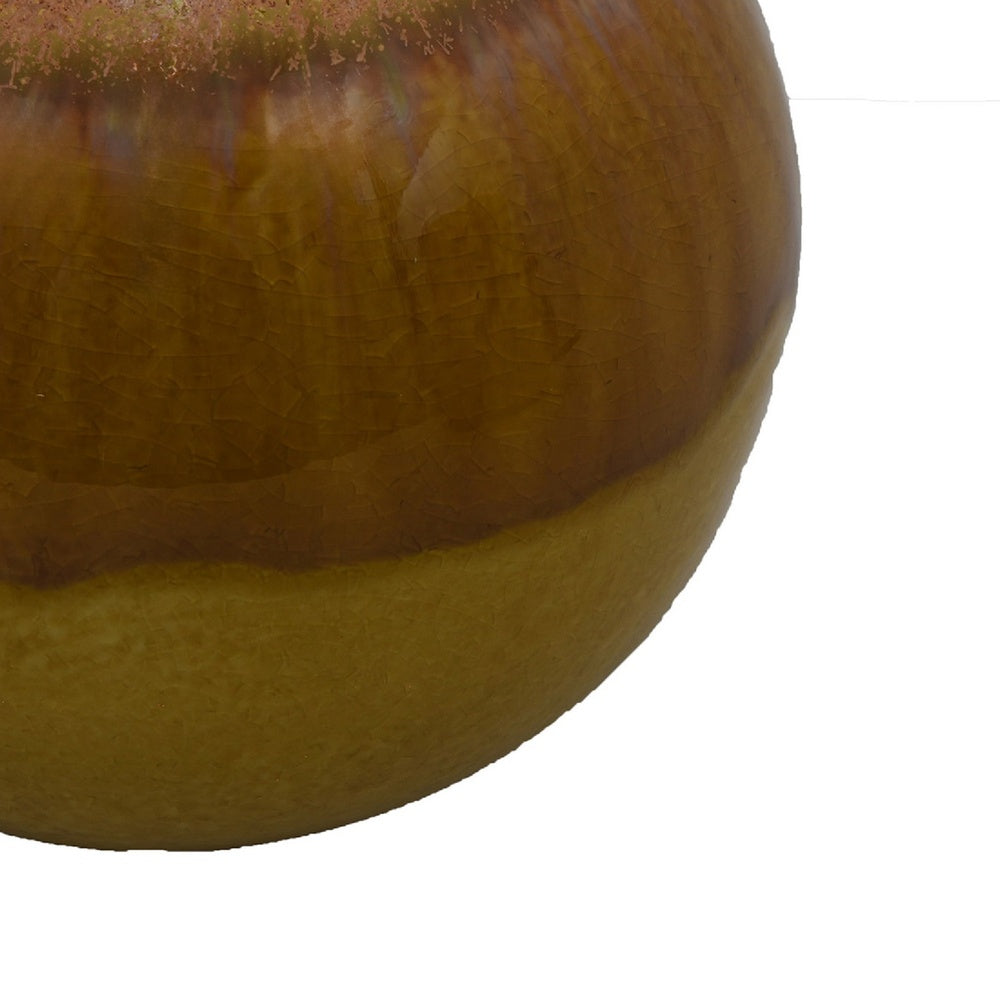 Nash Decorative Orb with Glossy Mustard Yellow Finish | Ceramic 8"