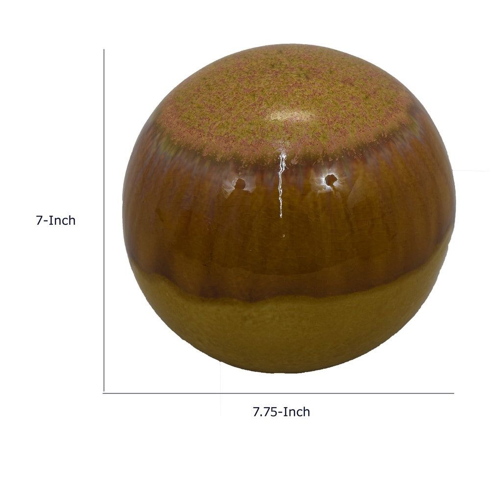 Nash Decorative Orb with Glossy Mustard Yellow Finish | Ceramic 8"