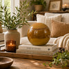 Nash Decorative Orb with Glossy Mustard Yellow Finish | Ceramic 8"