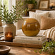 Nash Decorative Orb with Glossy Mustard Yellow Finish | Ceramic 8"