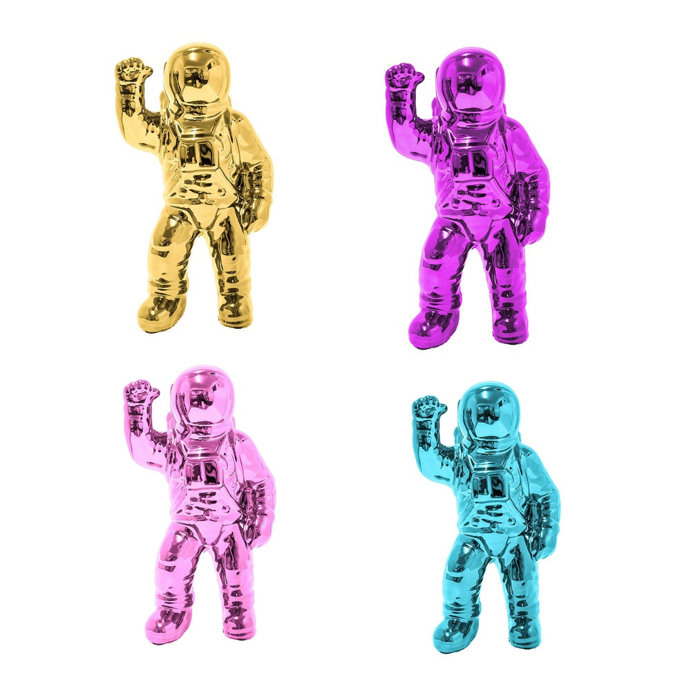 Chim Decorative Astronaut Figurines | Set of 4 | Colorful Glossy Ceramic