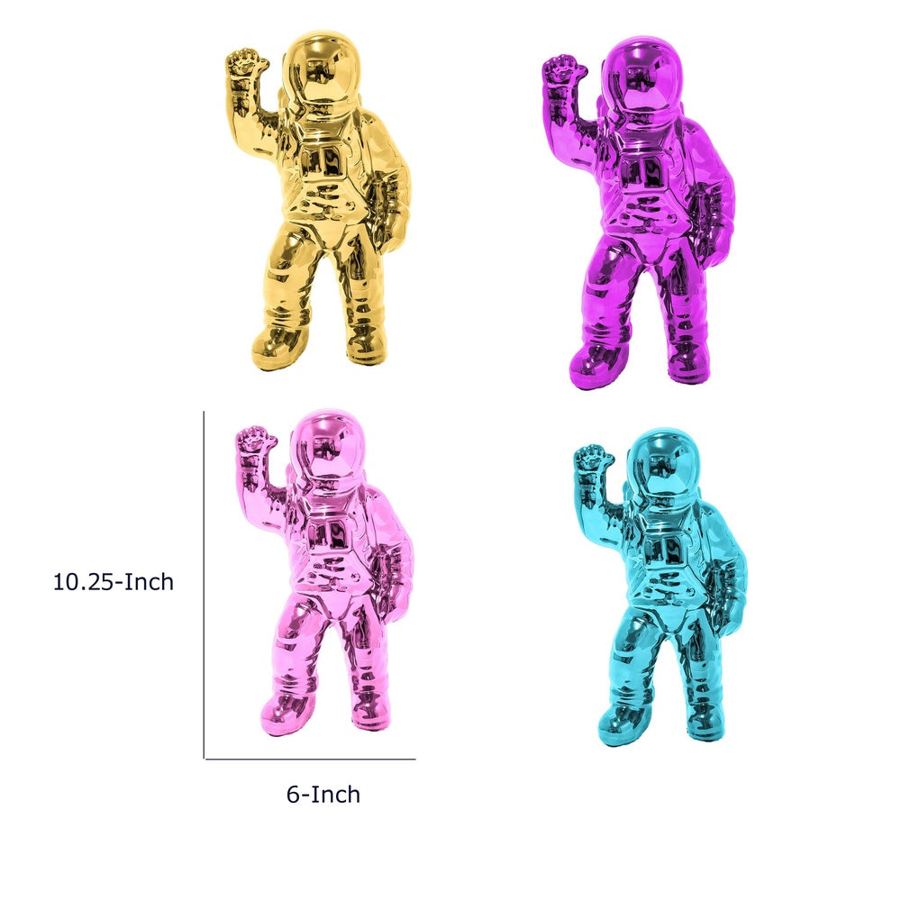 Chim Decorative Astronaut Figurines | Set of 4 | Colorful Glossy Ceramic