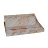 Hamza Rectangular Tray | Set of 2 | Pink-Gold Marble Finish Polyurethane