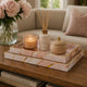 Hamza Rectangular Tray | Set of 2 | Pink-Gold Marble Finish Polyurethane