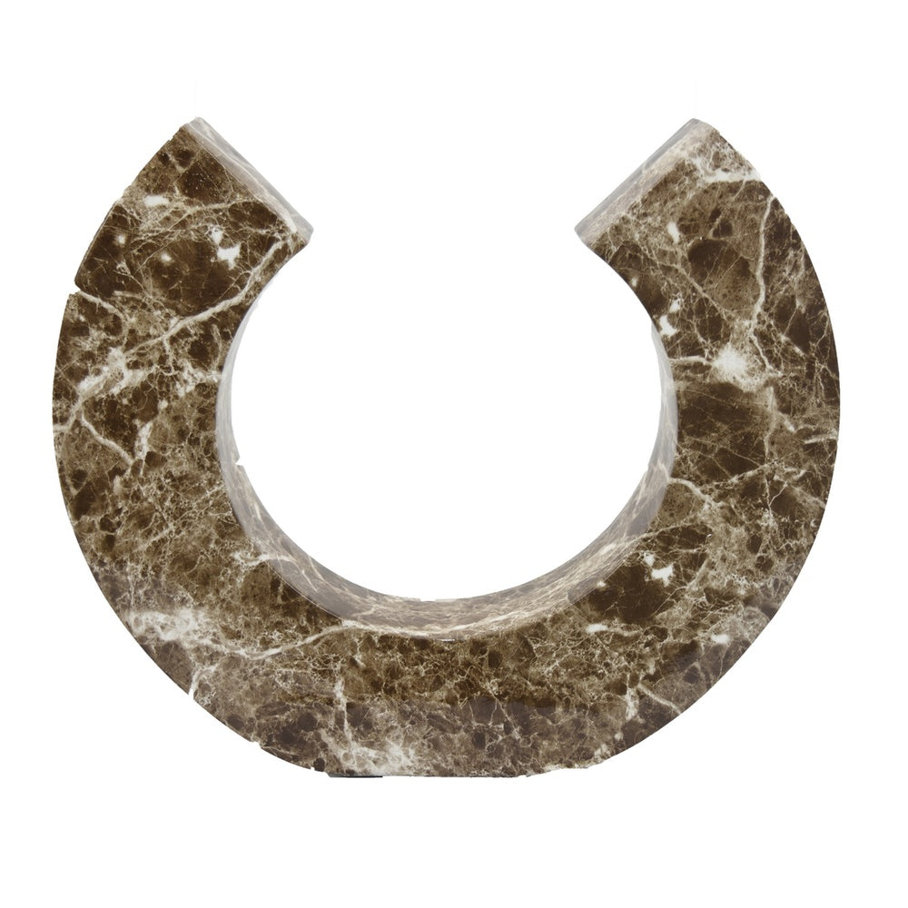 Tabletop Decor Accent | Open-Curved Frame | Brown Marble-Like Resin 14"