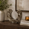 Tabletop Decor Accent | Open-Curved Frame | Brown Marble-Like Resin 14"