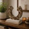 Tabletop Decor Accent | Open-Curved Frame | Brown Marble-Like Resin 14"