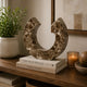 Tabletop Decor Accent | Open-Curved Frame | Brown Marble-Like Resin 14"