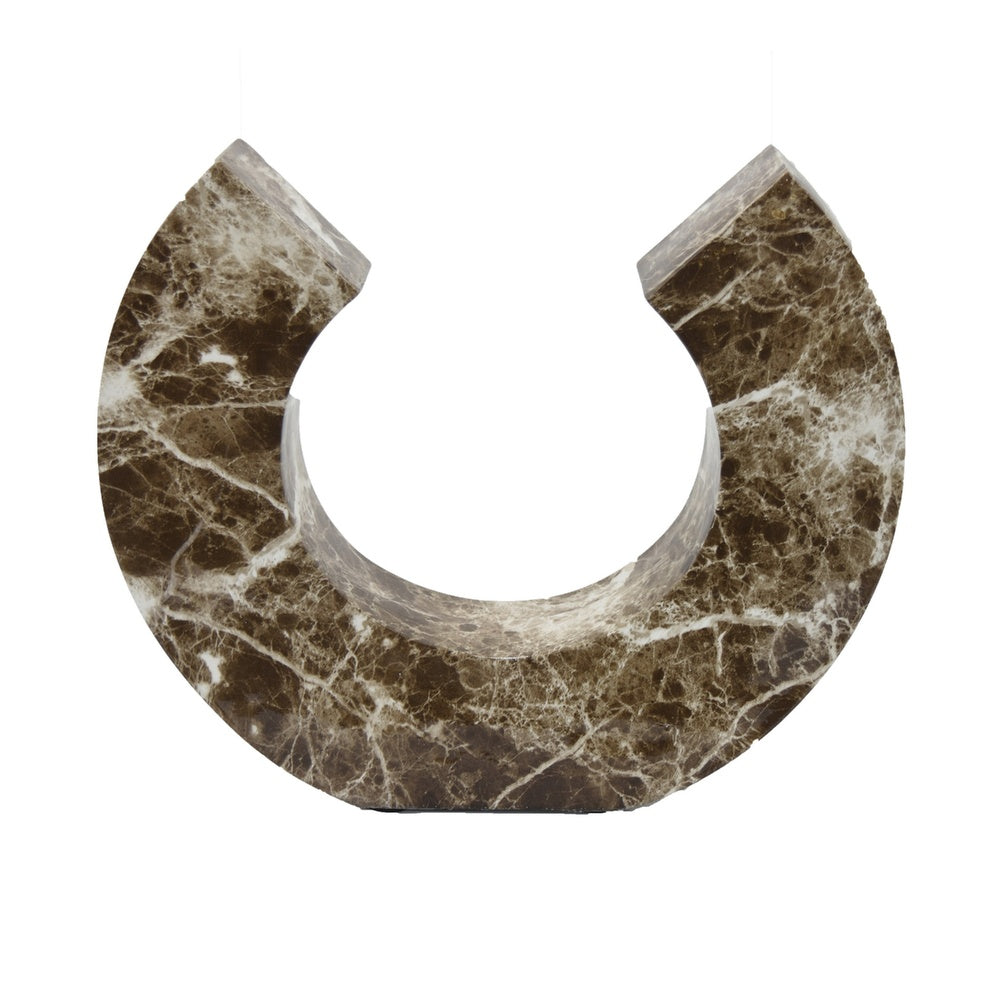 Tabletop Decor Accent | Open-Curved Frame | Brown Marble-Like Resin 17"