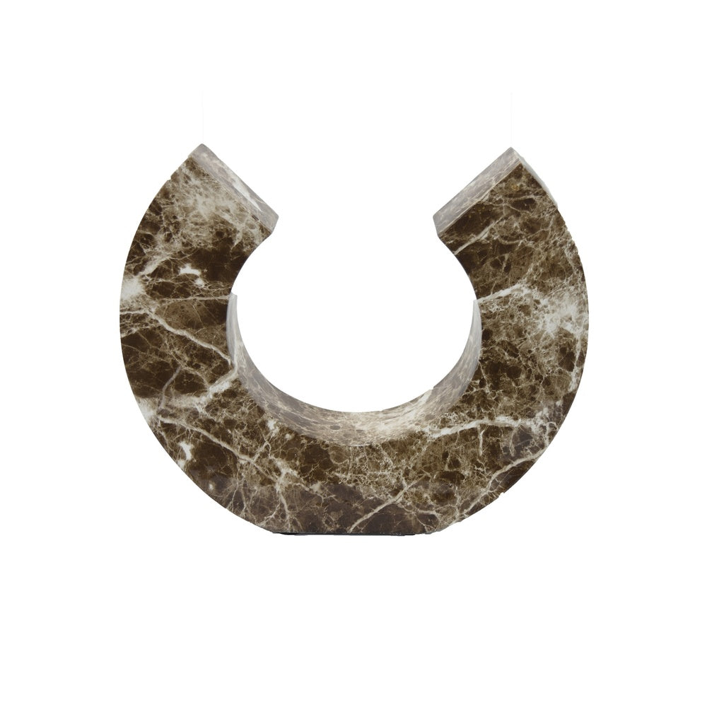 Tabletop Decor Accent | Open-Curved Frame | Brown Marble-Like Resin 17"