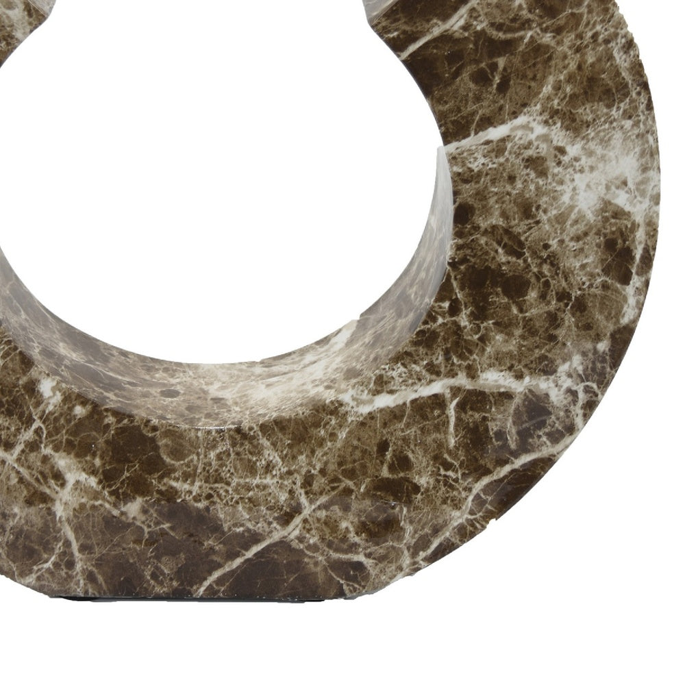 Tabletop Decor Accent | Open-Curved Frame | Brown Marble-Like Resin 17"