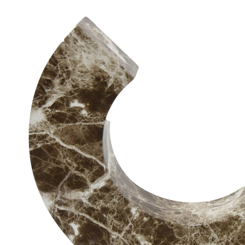 Tabletop Decor Accent | Open-Curved Frame | Brown Marble-Like Resin 17"