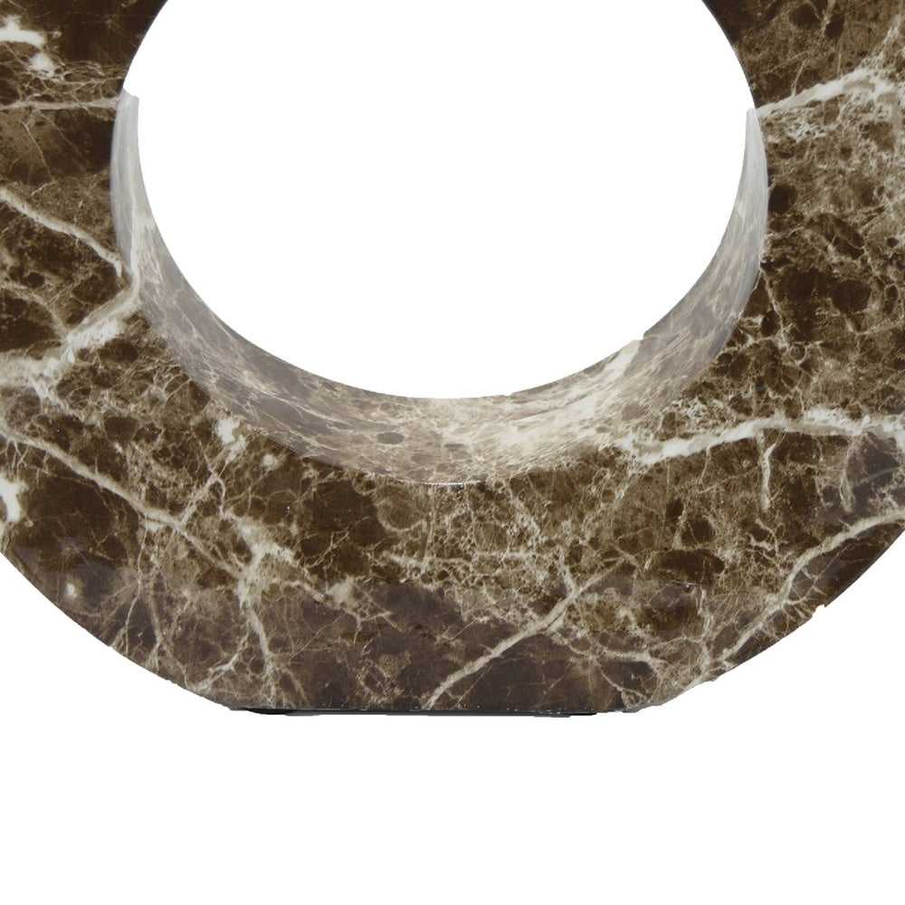 Tabletop Decor Accent | Open-Curved Frame | Brown Marble-Like Resin 17"