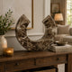 Tabletop Decor Accent | Open-Curved Frame | Brown Marble-Like Resin 17"