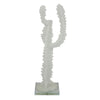 Erica Decorative Cactus Sculpture on Glass Base | White Resin 18"