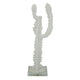 Erica Decorative Cactus Sculpture on Glass Base | White Resin 18"