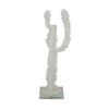 Erica Decorative Cactus Sculpture on Glass Base | White Resin 18"