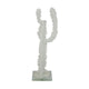 Erica Decorative Cactus Sculpture on Glass Base | White Resin 18"