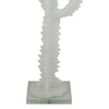 Erica Decorative Cactus Sculpture on Glass Base | White Resin 18"