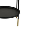 Addy Two-Tier Round Side Table with Tray Shelves Accent | Black Metal 24"