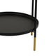 Addy Two-Tier Round Side Table with Tray Shelves Accent | Black Metal 24"