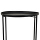 Addy Two-Tier Round Side Table with Tray Shelves Accent | Black Metal 24"