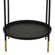 Addy Two-Tier Round Side Table with Tray Shelves Accent | Black Metal 24"