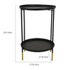 Addy Two-Tier Round Side Table with Tray Shelves Accent | Black Metal 24"