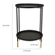Addy Two-Tier Round Side Table with Tray Shelves Accent | Black Metal 24"