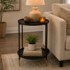 Addy Two-Tier Round Side Table with Tray Shelves Accent | Black Metal 24"