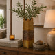 Barny Decorative Vase with Layered Waves | Textured Brown Ceramic 16"