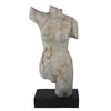 Ricky Female Torso Sculpture | Black Base | Distress Gray Resin 17"
