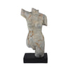 Ricky Female Torso Sculpture | Black Base | Distress Gray Resin 17"