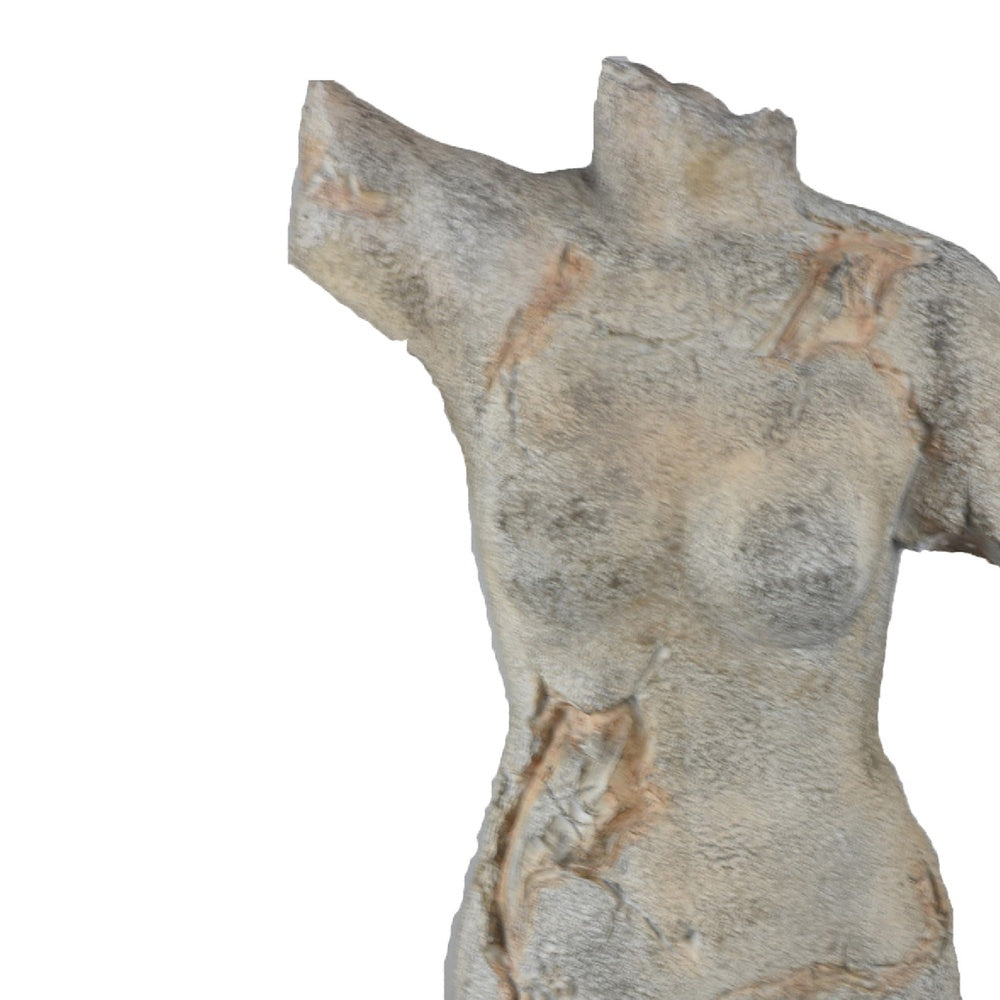 Ricky Female Torso Sculpture | Black Base | Distress Gray Resin 17"