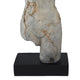 Ricky Female Torso Sculpture | Black Base | Distress Gray Resin 17"