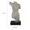 Ricky Female Torso Sculpture | Black Base | Distress Gray Resin 17"