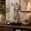 Ricky Female Torso Sculpture | Black Base | Distress Gray Resin 17"