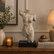 Ricky Female Torso Sculpture | Black Base | Distress Gray Resin 17"