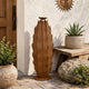 Wendy Decorative Cactus Sculpture on Round Base | Rustic Brown Metal