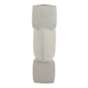 Emery Sculptural Vase with Geometric Details | White Textured Ceramic 20"