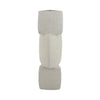 Emery Sculptural Vase with Geometric Details | White Textured Ceramic 20"
