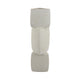 Emery Sculptural Vase with Geometric Details | White Textured Ceramic 20"