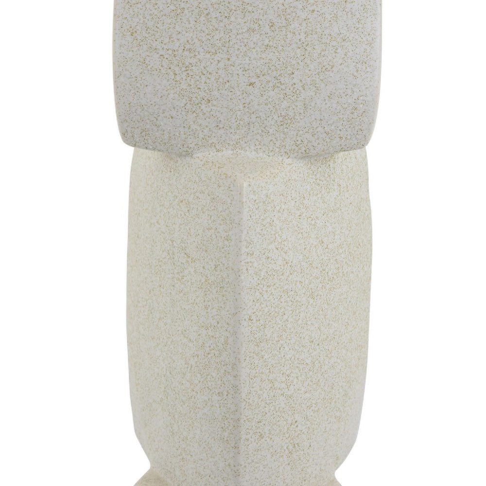 Emery Sculptural Vase with Geometric Details | White Textured Ceramic 20"
