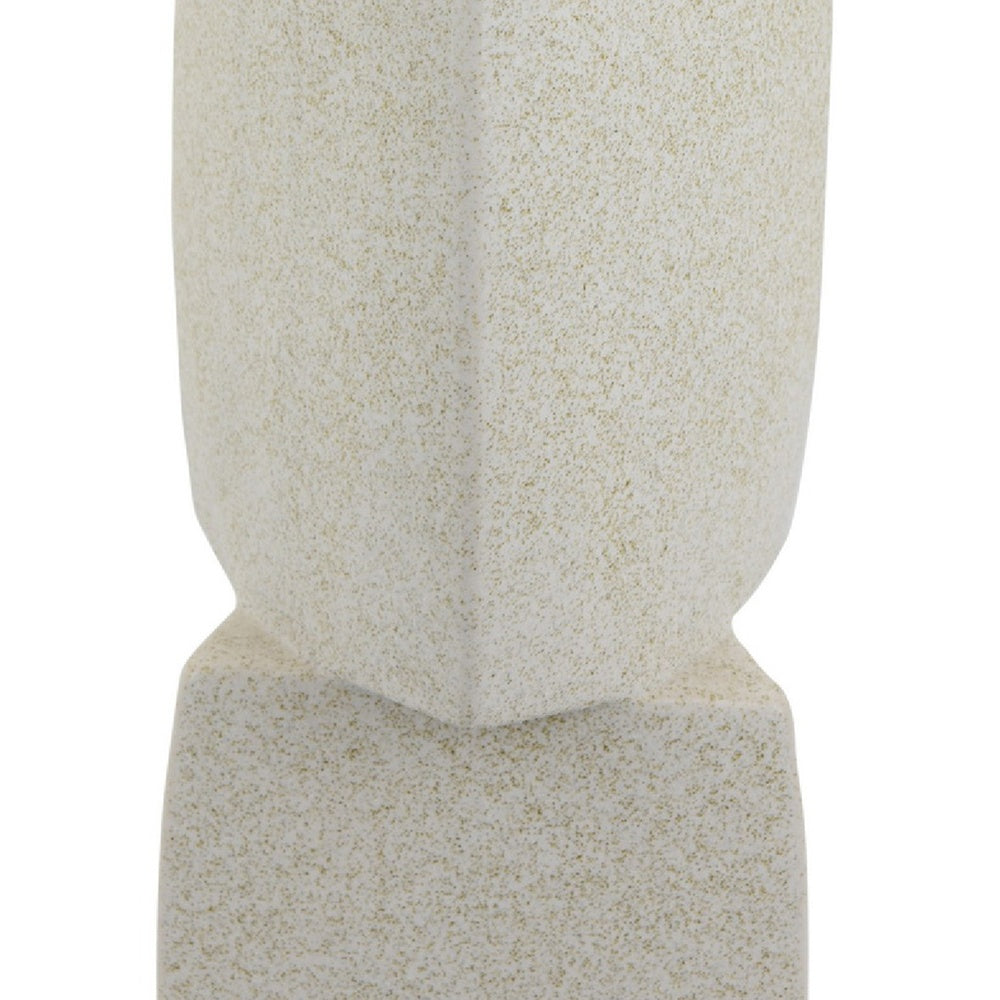 Emery Sculptural Vase with Geometric Details | White Textured Ceramic 20"