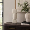 Emery Sculptural Vase with Geometric Details | White Textured Ceramic 20"