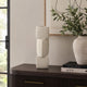 Emery Sculptural Vase with Geometric Details | White Textured Ceramic 20"