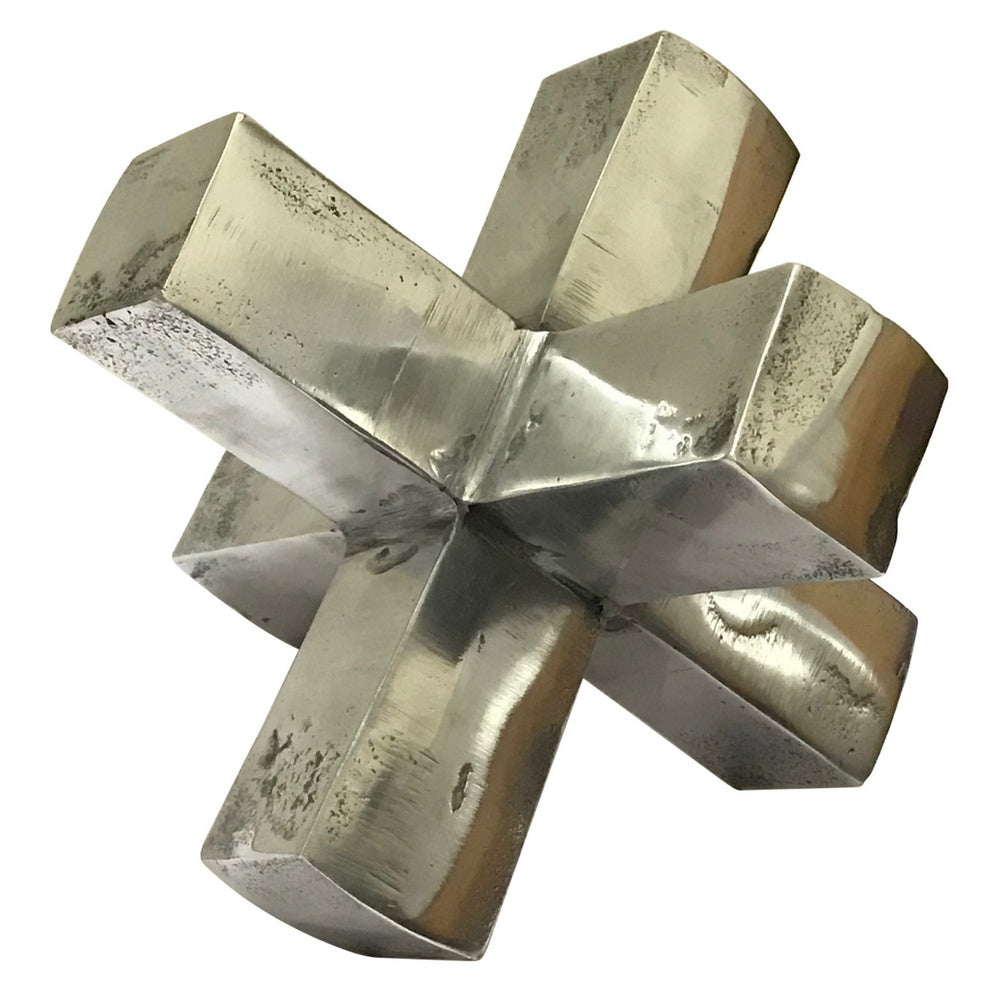Pearl Abstract Starburst Tabletop Decorative Accent | Silver Metal 8"