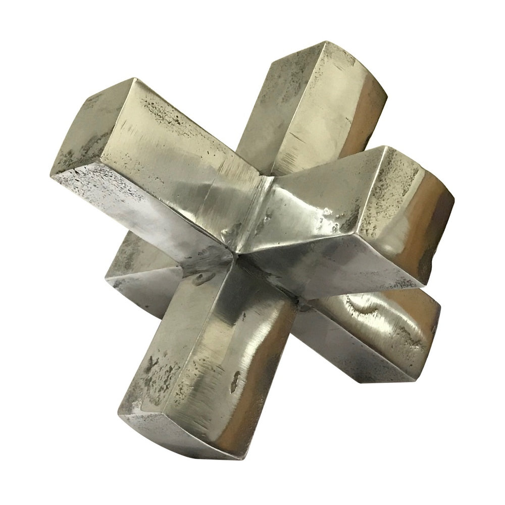 Pearl Abstract Starburst Tabletop Decorative Accent | Silver Metal 8"