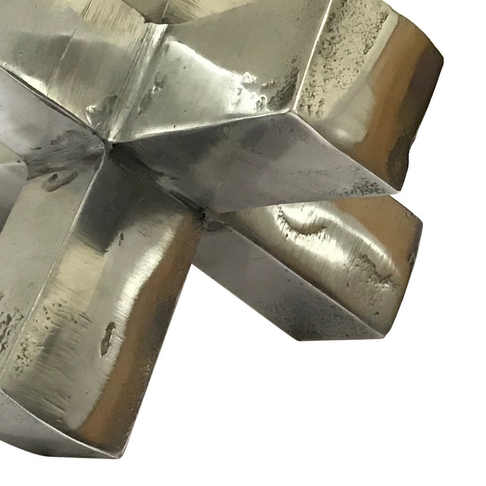 Pearl Abstract Starburst Tabletop Decorative Accent | Silver Metal 8"