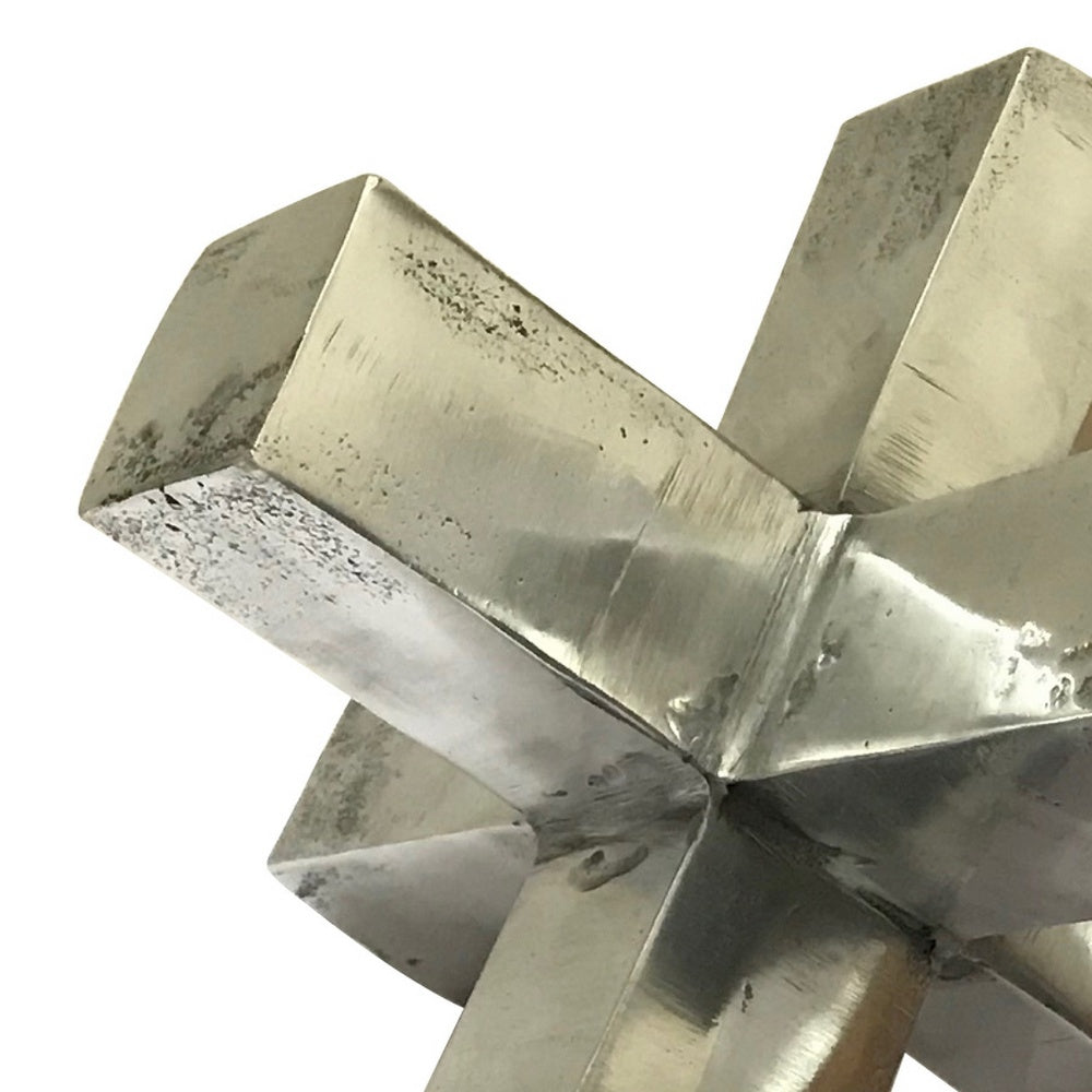 Pearl Abstract Starburst Tabletop Decorative Accent | Silver Metal 8"